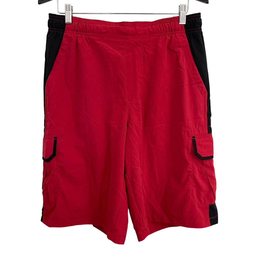Nike Mens Cargo Shorts Red Black Elastic Waist Lightweight Size Large NWT